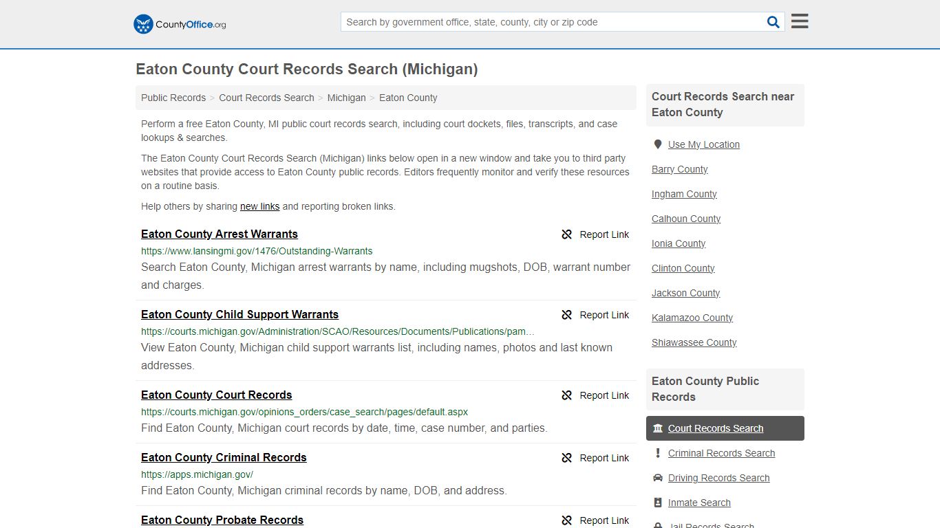 Eaton County Court Records Search (Michigan) - County Office