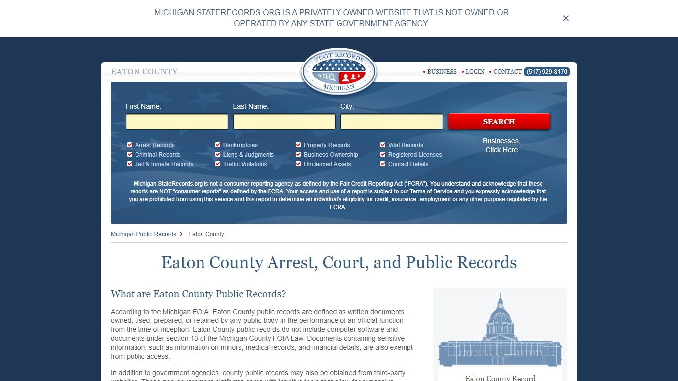 Eaton County Arrest, Court, and Public Records